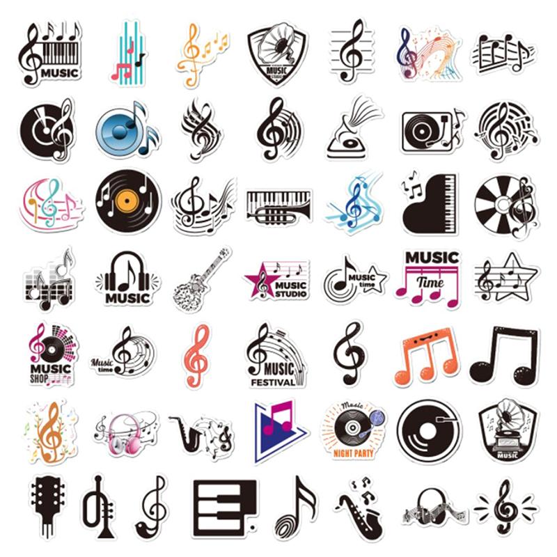 Cartoon Musical Note Stickers For Car Suitcase Skateboard Guitar Laptop Sticker