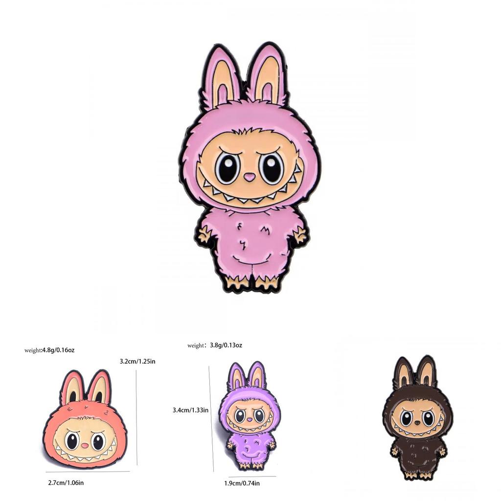 Labubu Cartoon Brooch Alloy Pin For Clothing And Bags Perfect Gift For Anime Fans