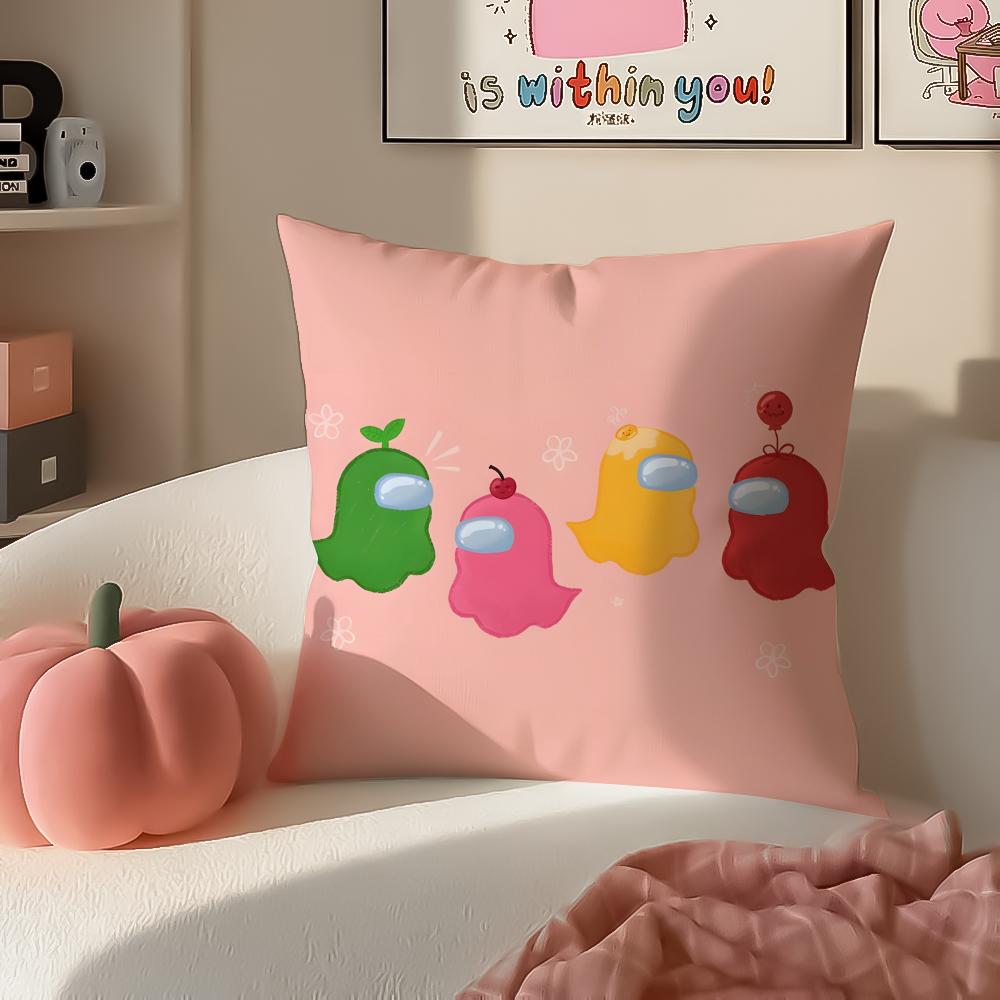 Fun Deduction Party Board Game AAmong Us Cushion Cover Pillowcase Short Plush Invisible Zipper Room Sofa Cushion Cover