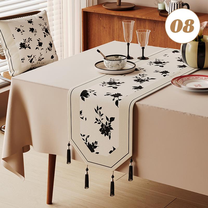 Chinese Traditional Table Runner Cotton And Linen Tea Table Mat Tassel Lace Table Cover Home Decor TV Cabinet Table Runners