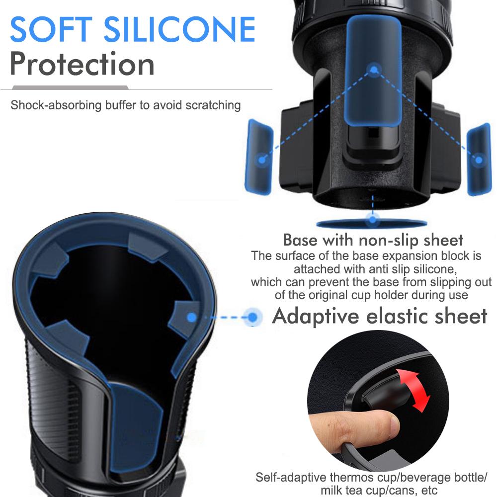 Car Cup Holder Expander Cell Phone Mount 360° Rotation Cup Holder Expander Smartphones Mount Auto Interior Accessories