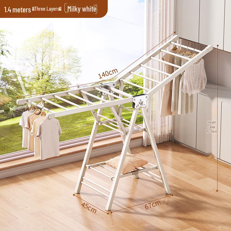 Adjustable Foldable Clothes Drying Rack for Indoor/Outdoor Use - Ideal for Bedroom, Balcony, and Baby Items.