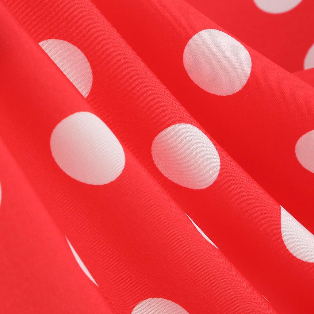 Damen Vintage Reverskragen Patchwork Polka Dot Ausgestelltes Kleid mit gestreiftem Taillengürtel Knopfleiste Vorne Retro Stil Swing Kleid