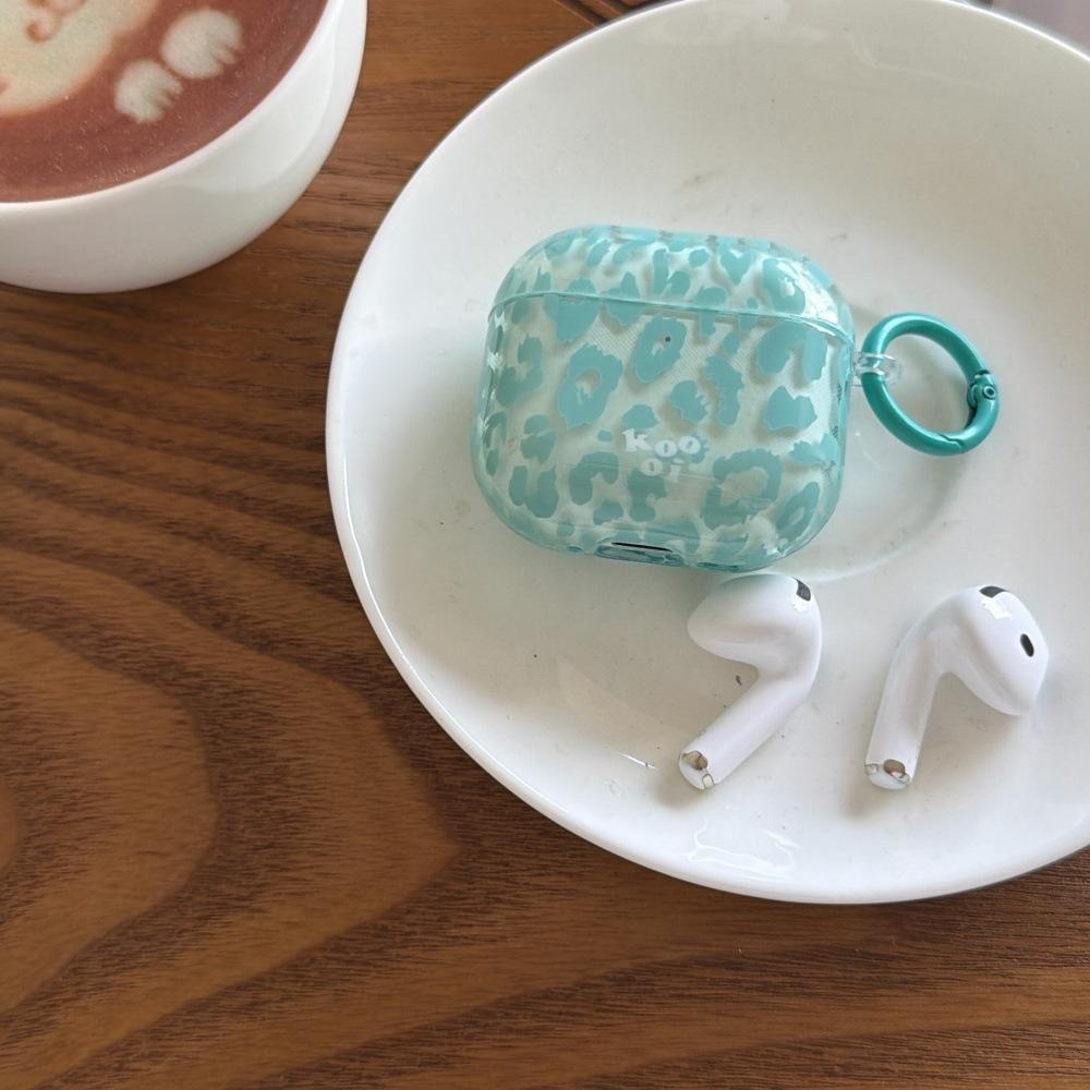 Applicable To Apple AirPods 1 /1 Generation Simple Transparent Green Leopard Print Earphone Cover PRO1 Personalized Protective Cover PRO1 Anti-drop