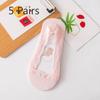 5 Pairs Lace Boat Socks Women Shallow Mouth Summer Thin Silicone Non-slip Breathable with Invisible Socks