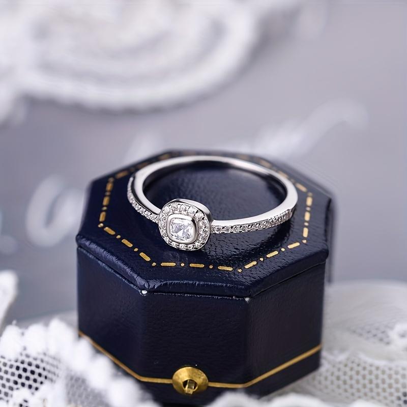 Jemný prsten z ryzího stříbra S925 s klasickým zářivým kubickým zirkonem CZ pro ženy, jemný šperk na svatbu a pro nevěstu