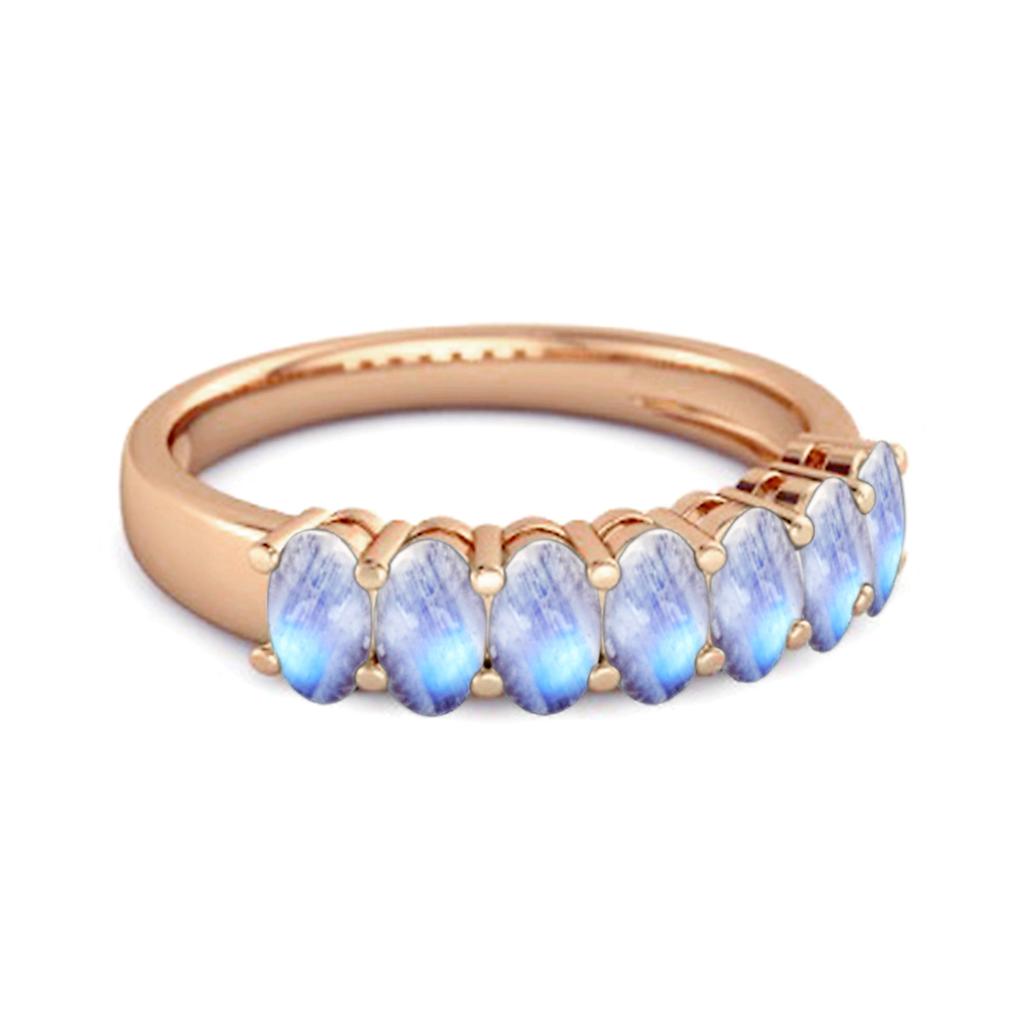 Moonstone Stacked Half Band - 925 Sterling Silver Rose Gold Vermeil