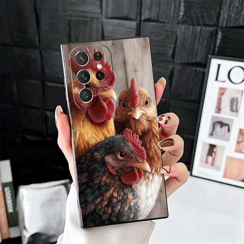 Chicken Hen Rooster Soft Phone Case for Samsung Galaxy S26 S25 Edge S24 Ultra S23 Plus S22 S21 FE S20 Black Cover Back Shell