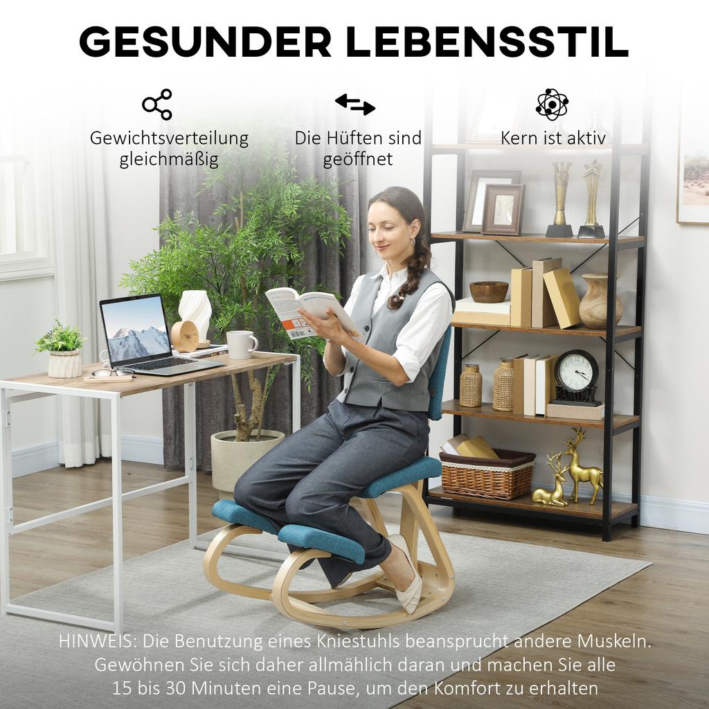 Ergonomic Kneeling Chair, Kneeling Stool Health Chair for Home, Office, Meditation Dark Blue
