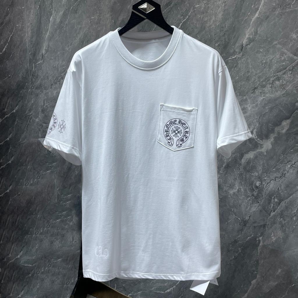 8555 CHROME HEARTS 2026 Summer New High Quality Cotton Round Neck Loose Large Size Men's and Women's T-shirt Couple T-shirt