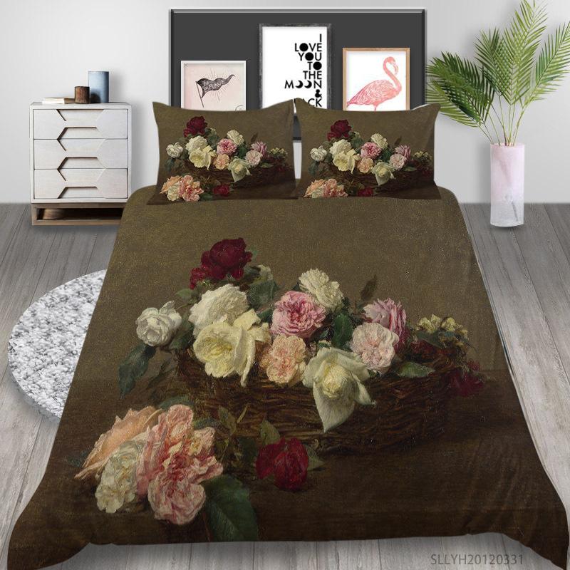 Creative Oil Painting Series Digital Printing Quilt Cover Pillowcase Two or Three-piece Set Polyester Source Factory