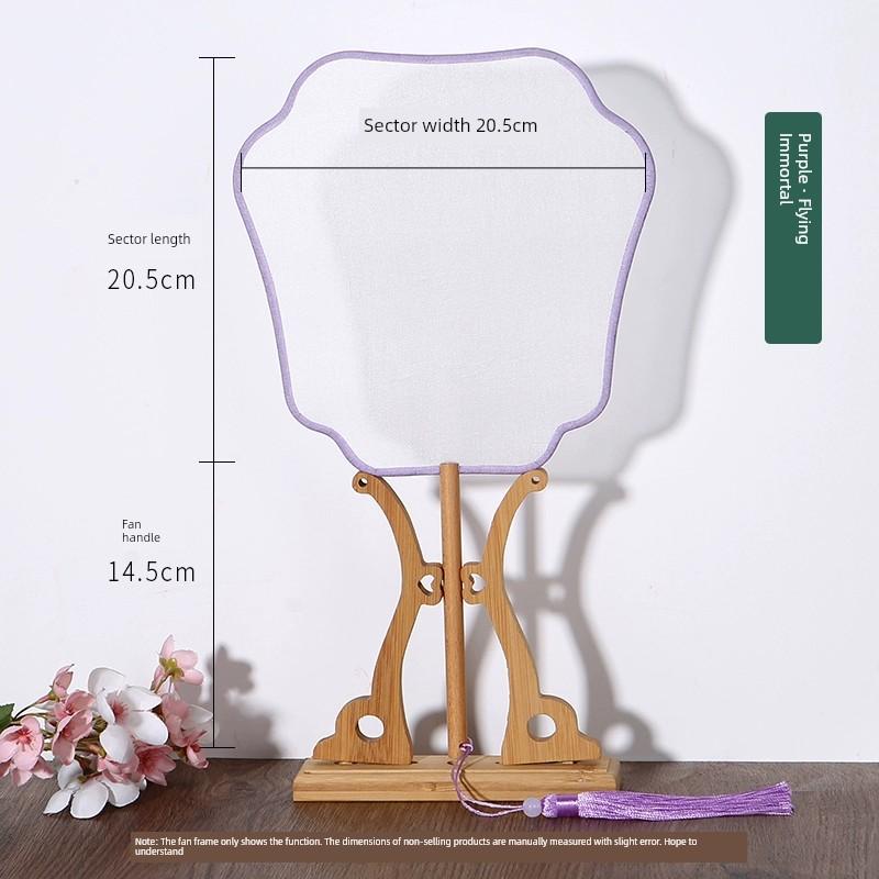 Light Colorful Real Silk Circular Fan Blank Transparent Meticulous Painting Hand-Painted Fan Ancient Style Han Chinese Clothing Props Decals Embroider
