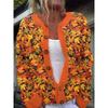 Womens Loose Knit Cardigan With Floral Print U-Neck Long Sleeve Sweater Christmas Casual Wear