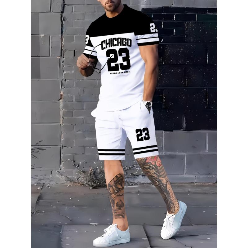 Summer Men's Casual Trendy Brand 3D Digital Print Set