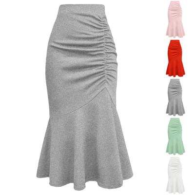 Plus Size Women's Fashionable And Elegant Color Slim Waist Mermaid Skirt