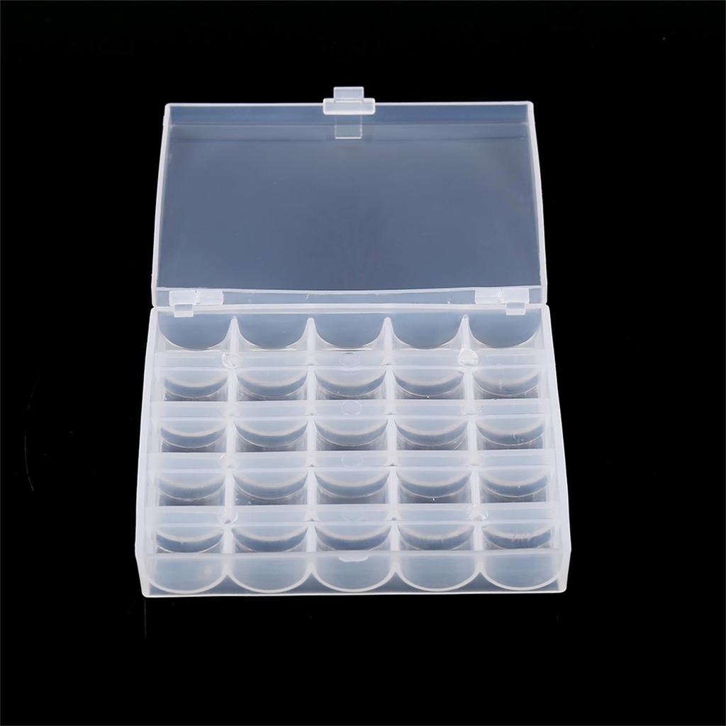 1pc Plastic Empty Bobbins Case Sewing Machine Bobbin Organizer Storage Clear Box for 25 Spools