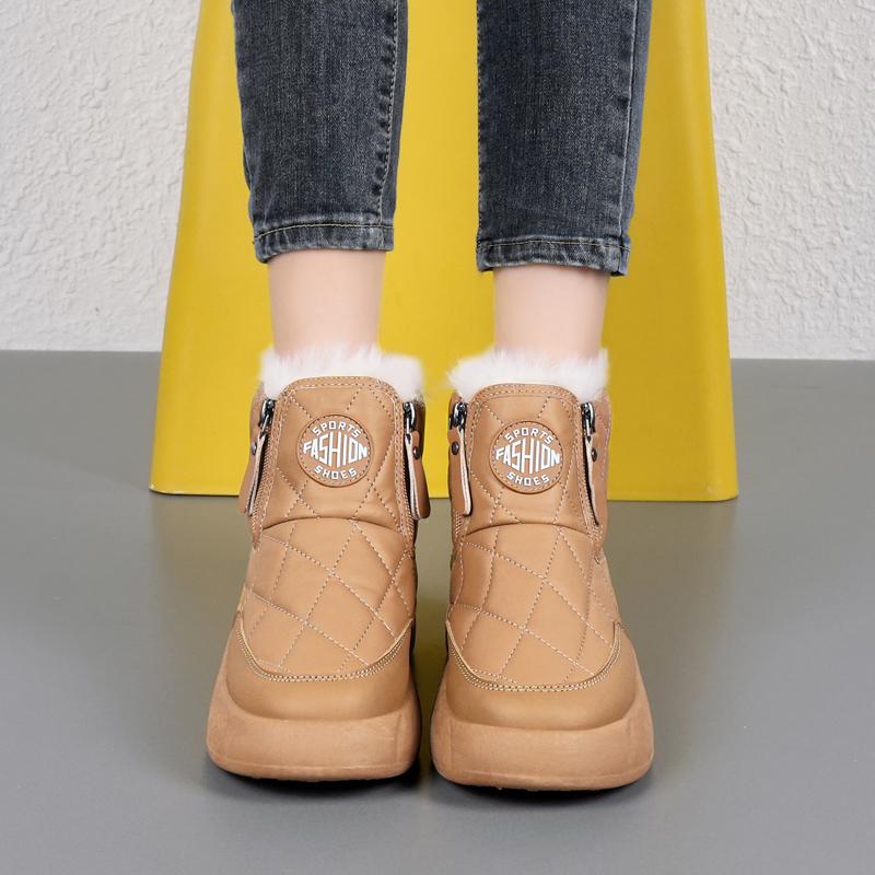 34-42 Women's Winter Plus Size Fashionable Double Zipper Thick Soled High Top Cotton Shoes Women's Snow Boots