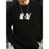 Men's Trendy Fashion Printed Thick Knit Crew Neck