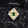 Women Jewelry Set Italian Brate Craft Vintage Emerald Pendant Earrings Ring Color Gemstone Set