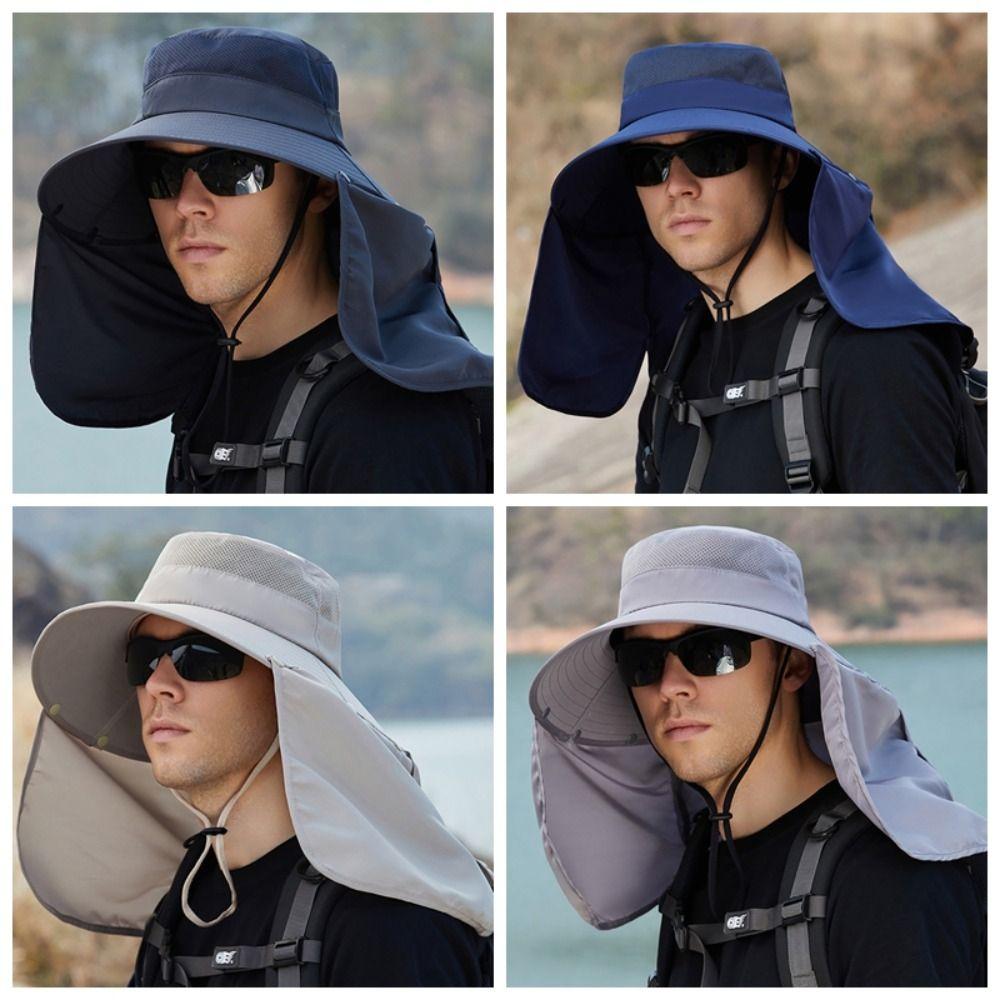 Neck Guard Sunscreen Sunshade Cap Withshawl Oversized Brim Fishing Cap Foldable Lightweight Fisherman Hat Neck Face Protection