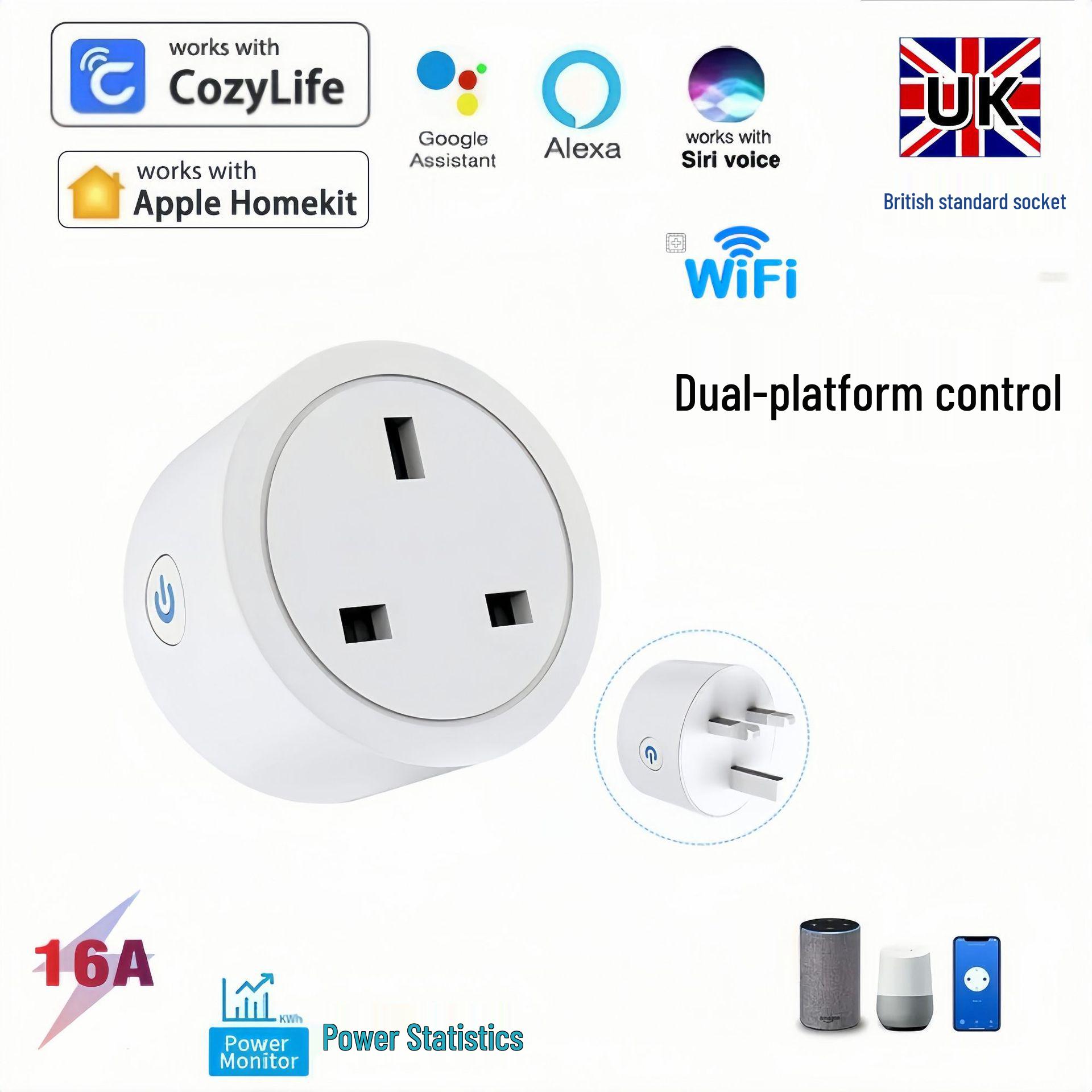 

UK Smart WiFi Plug: HomeKit, Energy Monitoring, Remote Control, Timer, Alexa Compatible Metering