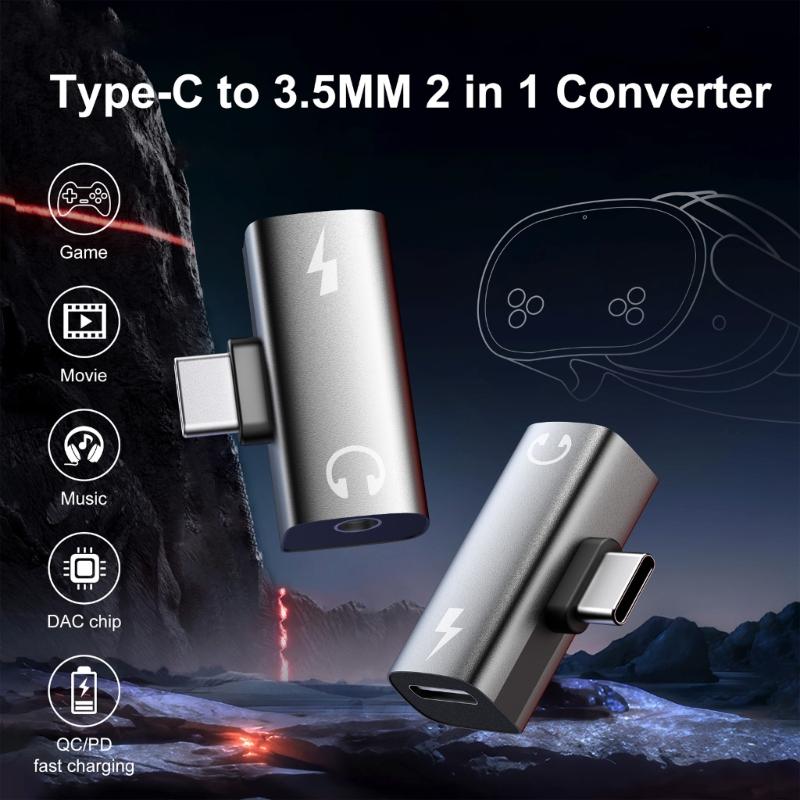 2-in-1 Typ C auf 3,5 mm Konverter, unterstützt 30 W Schnellladung und Musikwiedergabe, Schnellladeadapter für Musik und Anrufe