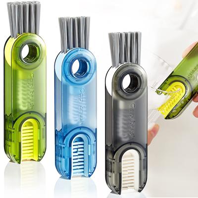 3 In 1 Multi-functional Cleaning Brush Tiny Bottle Cup Lid Brush Straw Cleaner Tools Cup Crevice Cleaning Brush Home Kitchen Cleaning Tools