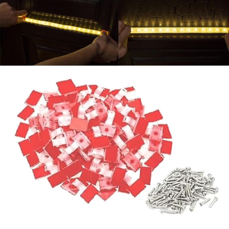 100Pcs LED Strips Light Holder Self-adhesive Wire Bundle Holder Mount Clip LED Strips Light Mounting Brackets Enduring