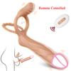 Remote Controlled Double Penetration Vibrator for Couple Anal Plug Vibrator with Penis Cock Ring Adult Sex Toys for Men Women