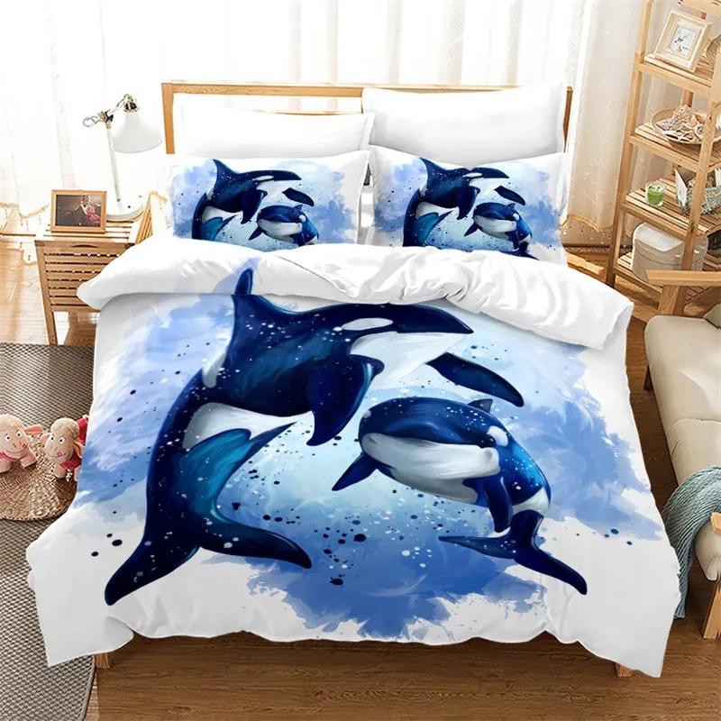 Dolphin Ocean Dyresengesett Gutter Jenter Twin Queen Size Dynetrekk Putetrekk Seng Barn Voksen Hjem Tekstilekstil