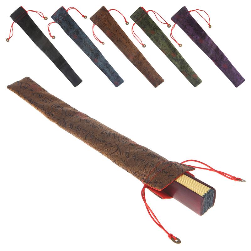 

Китайская каллиграфия Декор Складной ручной веер Сумка пылезащитный держатель Защитная сумка