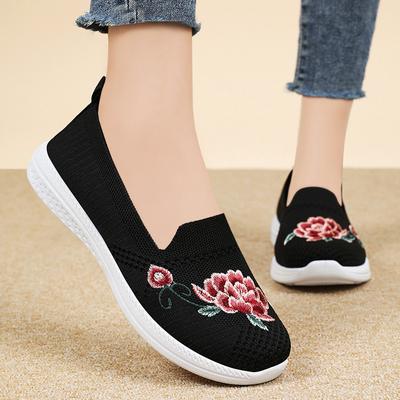 Women's Shoes Summer New Flat Low-Cut Shoes Women's Shoes Slip-on Breathable Embroidered Cotton Shoes