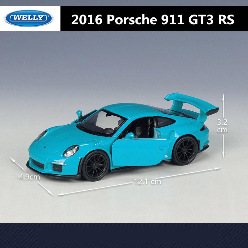 WELLY 1/36 2016 Porsche 911 GT3 RS Alloy Sports Car Model Diecasts Metal Toy Car Vehicles Model Pull Back Simulation Kids Gifts