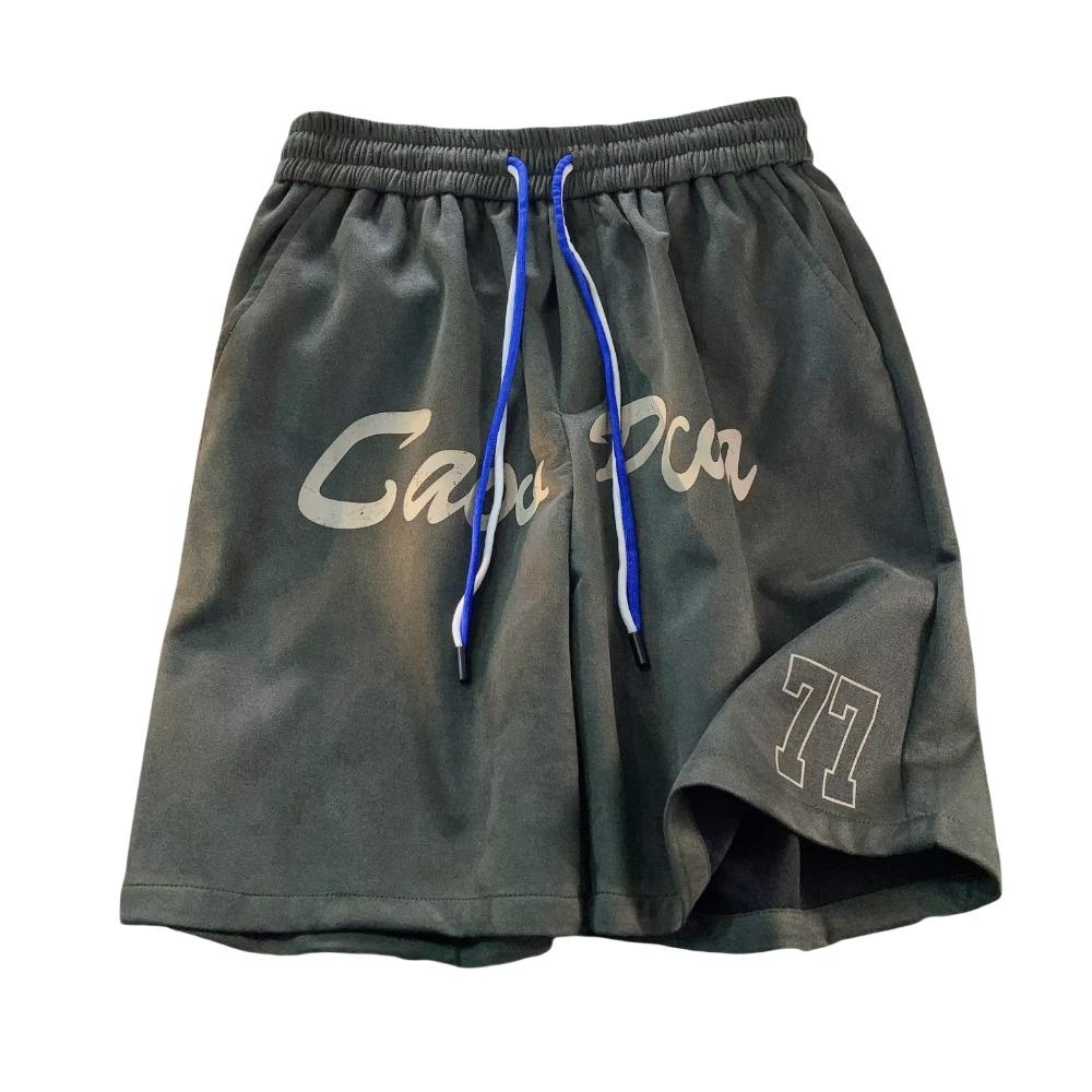 

Drawstring Men 3 Quarter Shorts Letter Men Knee Length Pants Fashion Casual Short Pants Men XXL зелений