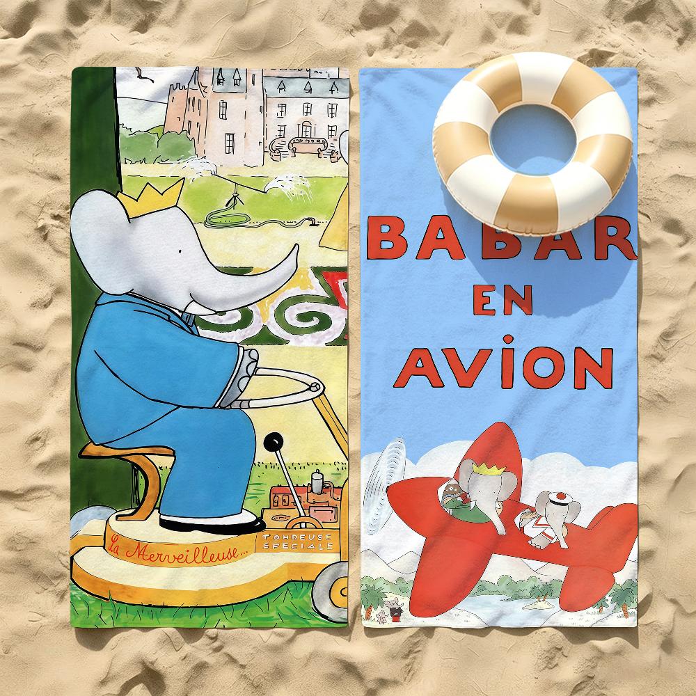 Jmg Household Supplies Anime Babar The Elephant Beach Towel For Beaches Yoga Studios Gyms Hot Springs Swimming Pools And Picnics