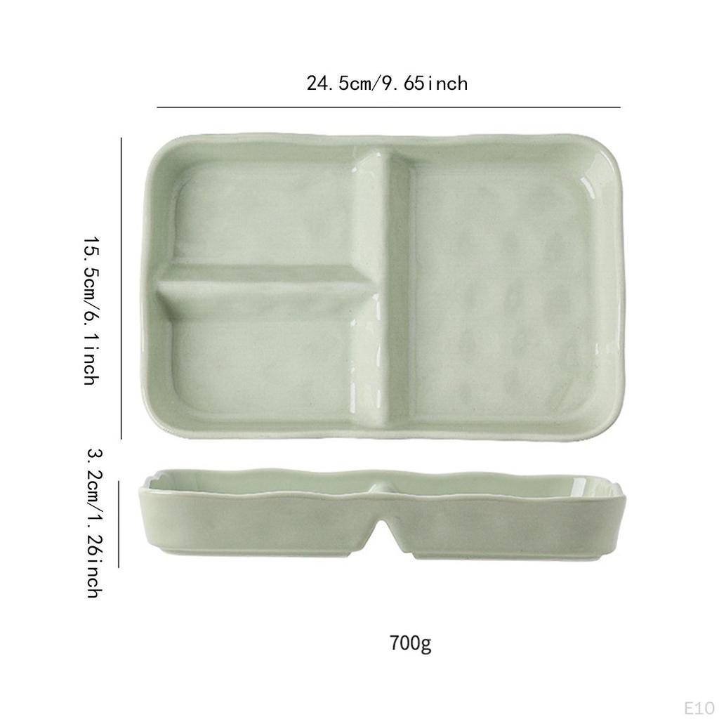 Adult Divided Plate, Serving Tray, Non-Slip Snack Housewarming Gift, Ceramic Tray for