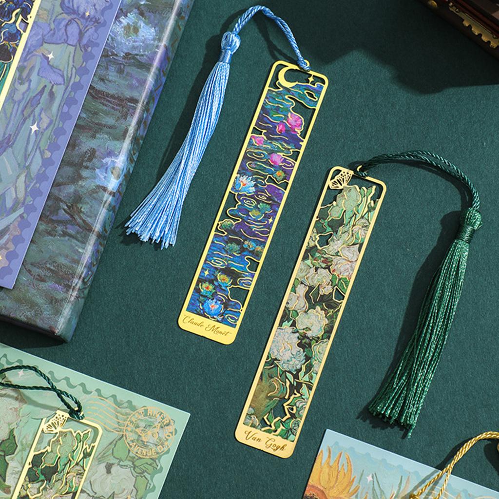 Hollow Out Flower Bookmarks Tassels Bookmarks Metal Book Mark Book Page Divider Reading Accessories Gift for Book Lover