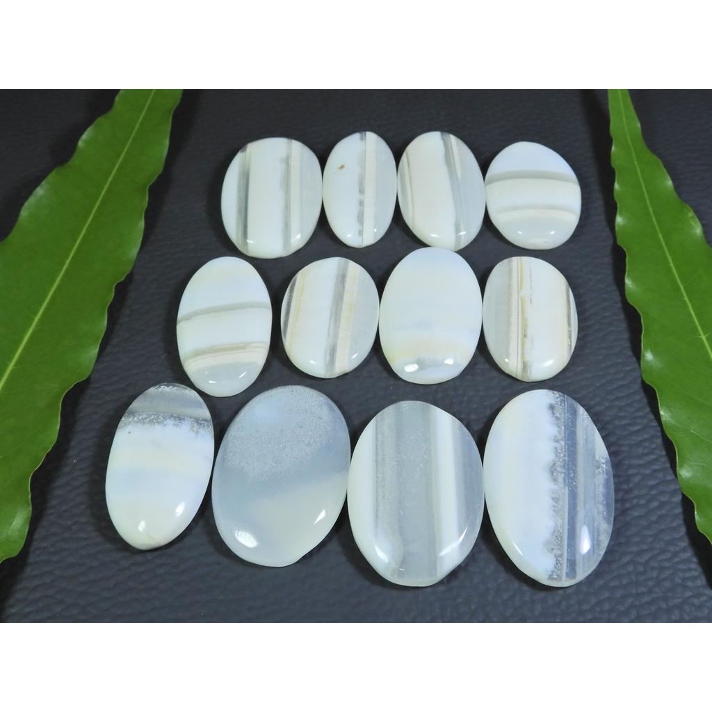 363Cts. Natural White Opal Oval Cabochon Loose Gemstone 13 Pcs Lot A-561