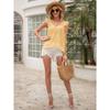 Women's Sleeveless Flutter Sleeve Lotus Collar Top, T-Shirt, Sweet Babydoll Blouse