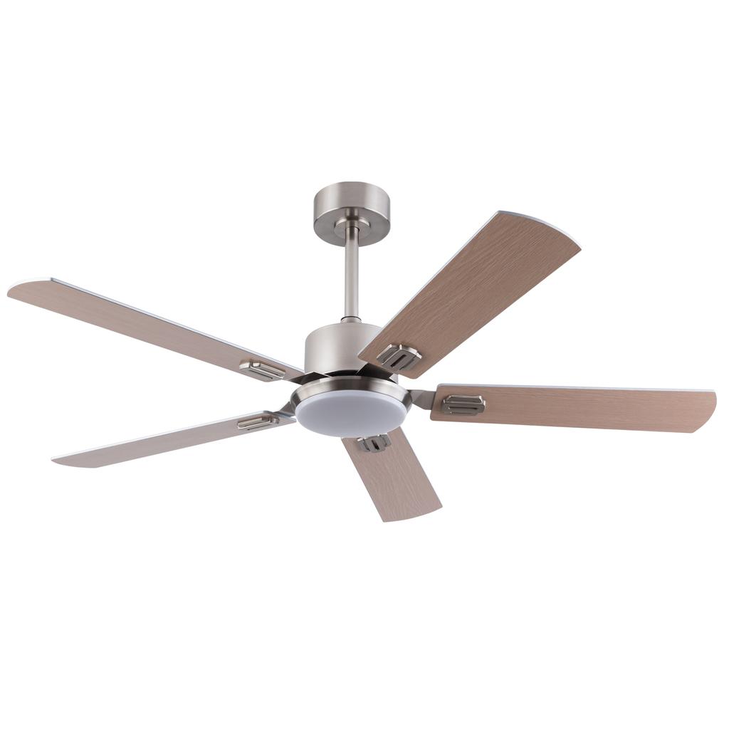 52-Zoll Deckenventilator mit Licht und Fernbedienung, für Schlafzimmer, 5 Flügel, Dimmbares LED-Licht, Umkehrbarer 6-stufiger Motor, Speicherfunktion, Leiser DC