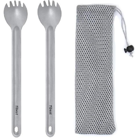 Titanium Spork Long Handle, 8.7 Camping Spork, Backpacking Spoon, Ultra Lightweight Camping Utensil for Backpacking Camping, Hiking, Travel Titanium Long Sporks