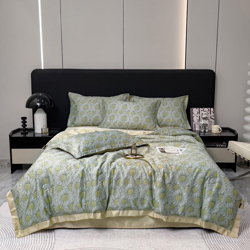 2024 Washed Silk Tencel Printed Summer Quilt and Summer Cool Quilt Core,Summer Coolness Ice Cold Air Condition Thin Blanket