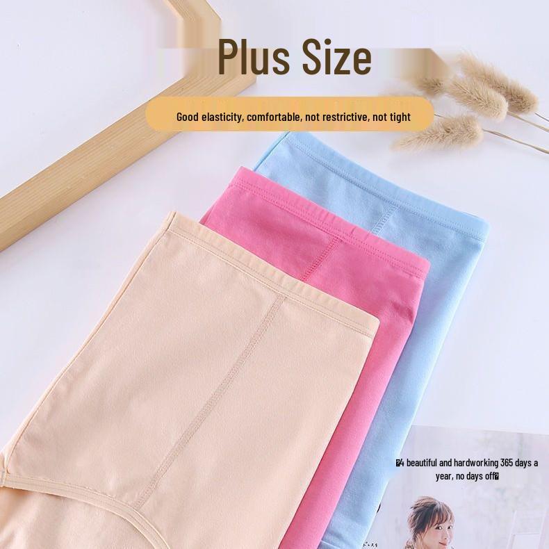 Plus Size Women's High Waist Pure Cotton Underwear - Belly Button Coverage for Middle-Aged & Elderly.