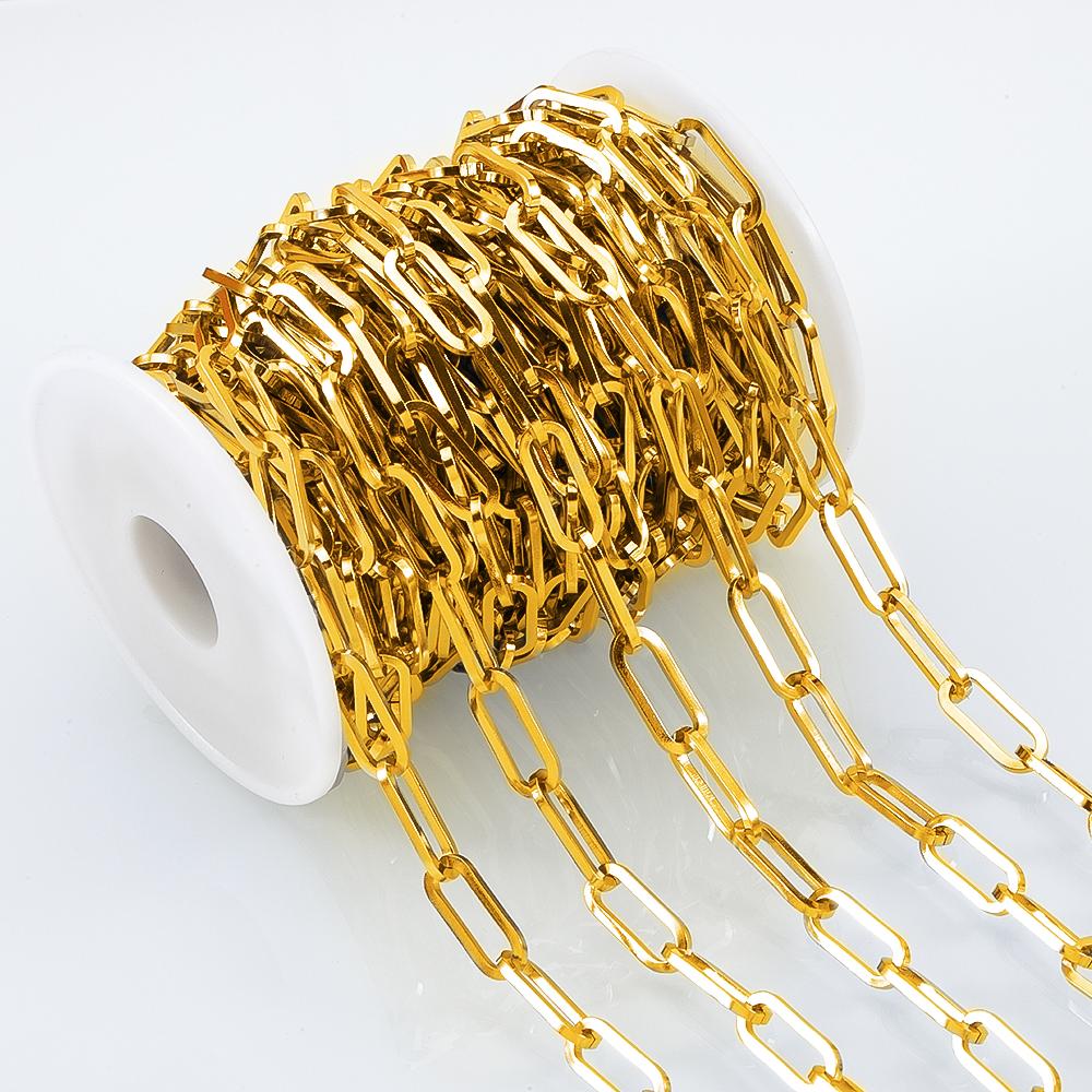 1meter Flat Geometric Heart Round Square Design Necklaces Chain Stainless Steel Link Chains DIY Bracelets Jewelry Making Chains