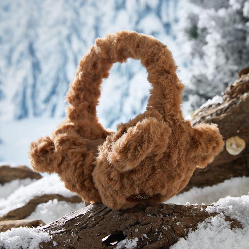 Милые меховые наушники с маленьким мишкой