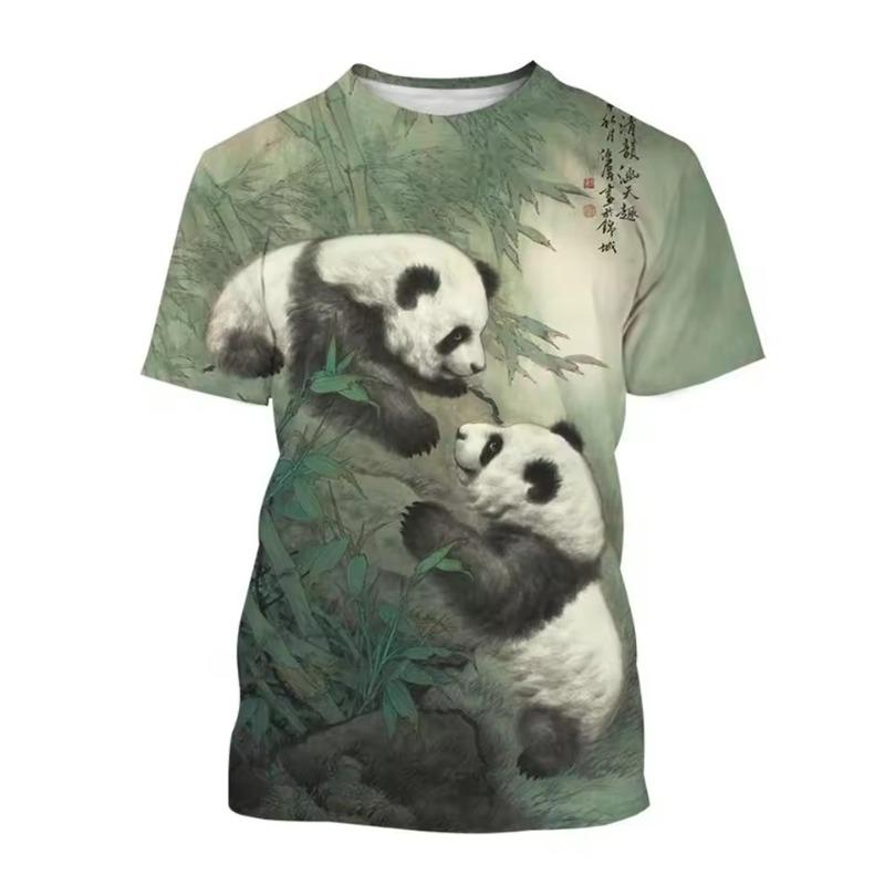 Summer Hot Selling Fashion 3D Printed T-shirt Cute Panda Design Casual Short Sleeved Comfortable Top