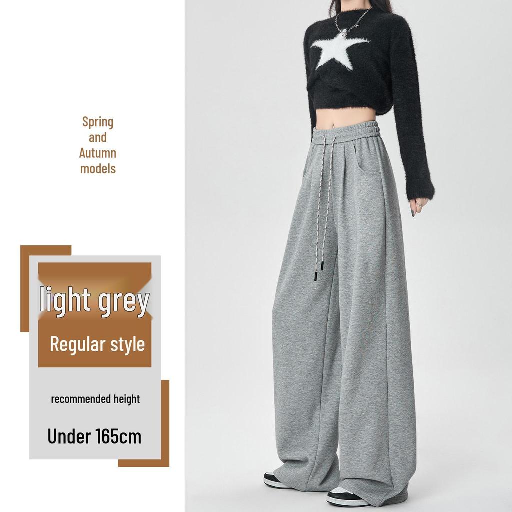 2025 Women's American Style High Waist Velvet Wide-Leg Sweatpants for Autumn/Winter