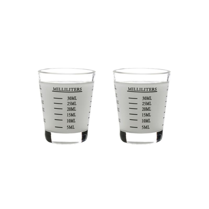 

2Pcs 30ml Glass Measuring Cup Set, High Temperature Resistant Espresso Cup Microwave Safe Graduated Cup Kitchen Essentials 30ml