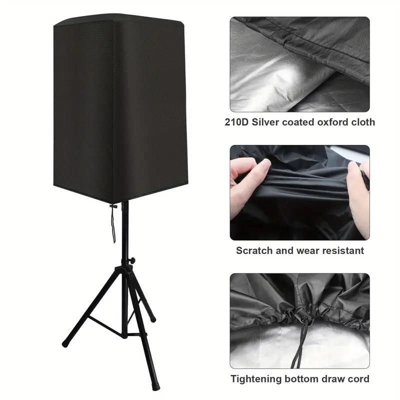 Durable Black 210D Oxford Cloth Speaker Covers - Water and Dust Resistant, Multiple Sizes for Home Theater Outdoor Sound Systems