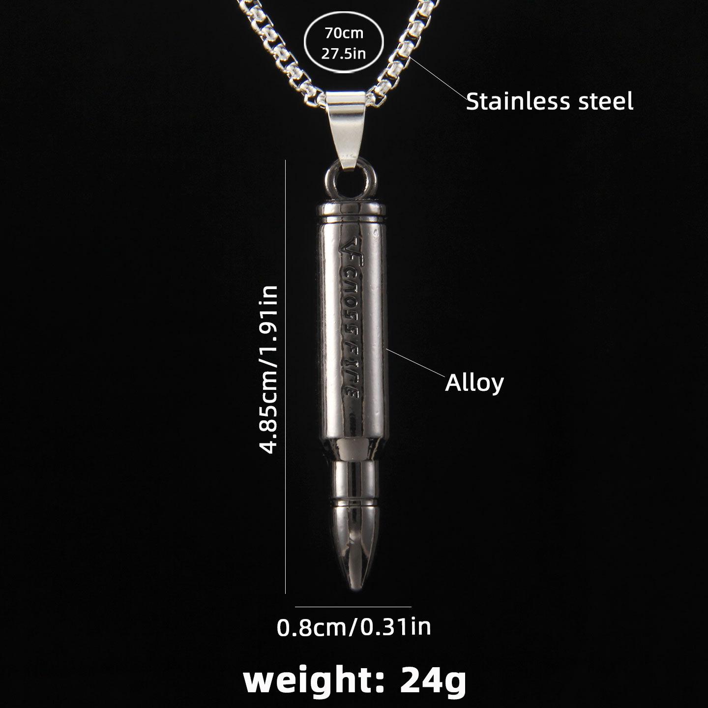 

New vintage distressed model bullet-shaped niche accessory, personalized game merchandise, domineering metal bullet pendant sweater chain